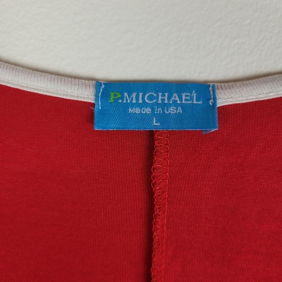 P.Michael Arkansas Razorbacks red long flowy tunic white trim asymmetrical hem L - Picture 6 of 15